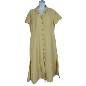 Tommy Bahama Silk Button-Down Midi Dress With Notched Collar & Side Slits Size L